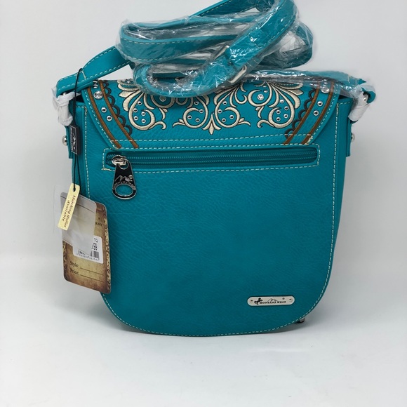 Montana West Concho Collection Crossbody Bag Blue - Picture 3 of 5